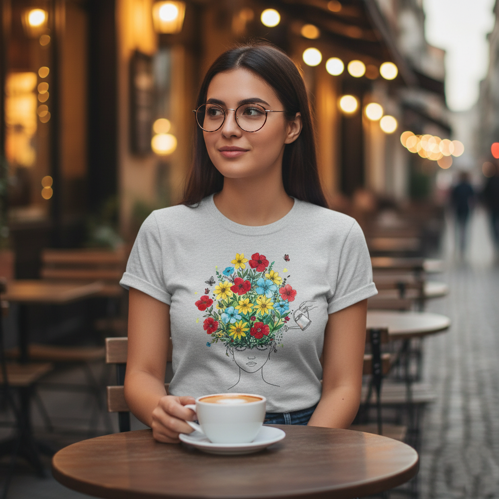 Bloom Within – Watercolor Floral Mind T-Shirt - Image 3